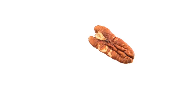 Pecan Nut Białym Tle — Zdjęcie stockowe