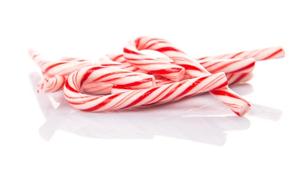 Menta Karácsonyi Színek Candy Cane Felett Fehér Háttér — Stock Fotó