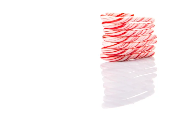 Nane Noel Renkleri Beyaz Arka Plan Üzerinde Baston Şeker — Stok fotoğraf