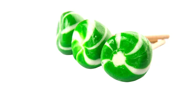 Green Swirl Peppermint Candies White Background — Stock Photo, Image