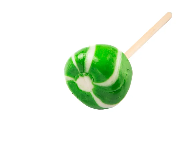 Green Swirl Peppermint Candy White Background — Stock Photo, Image