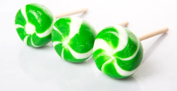 Green Swirl Peppermint Candies White Background — Stock Photo, Image