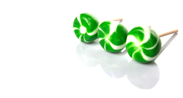 Green Swirl Peppermint Candies White Background — Stock Photo, Image