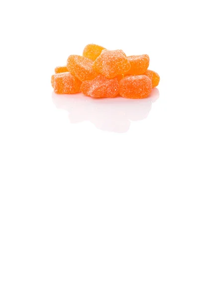 Süße Orangengelee Bonbons Isoliert Auf Weiß — Stockfoto