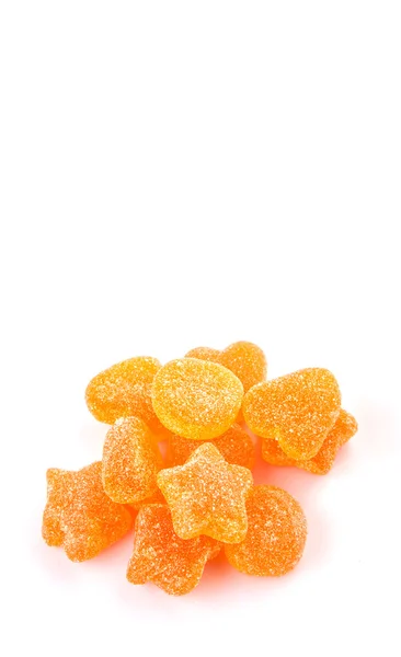 Süße Orangengelee Bonbons Isoliert Auf Weiß — Stockfoto