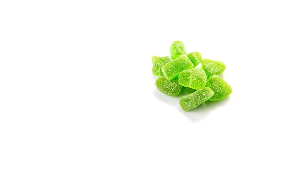 Dulces Caramelos Gelatina Verde Aislados Blanco —  Fotos de Stock