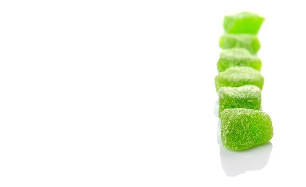 Słodkie Galaretki Zielone Cukierki Białym Tle — Zdjęcie stockowe