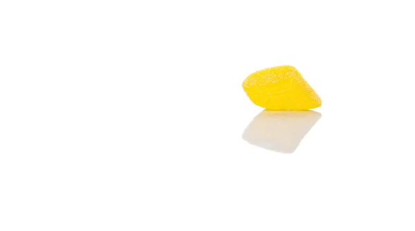 Sladké Žluté Želé Bonbóny Izolované Bílém — Stock fotografie