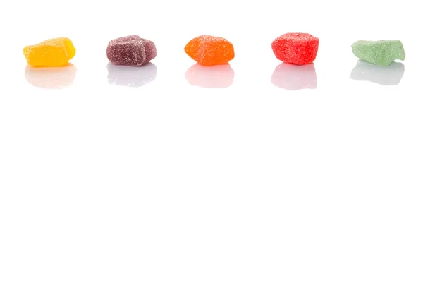 Πολύχρωμο Μίγμα Ζάχαρης Ζελέ Candy Απομονωθεί Λευκό — Φωτογραφία Αρχείου