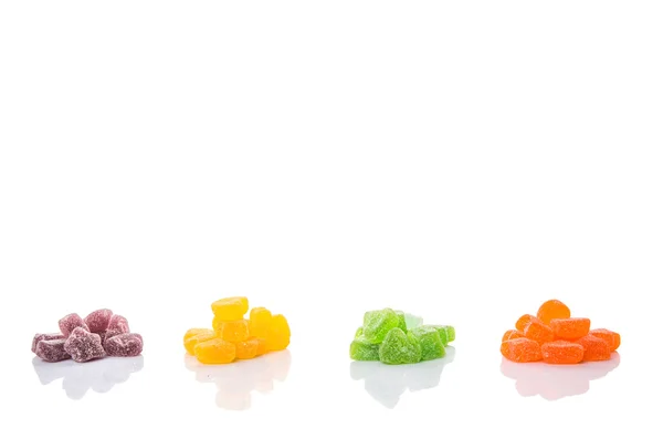 Colorful Mix Sugar Jelly Candy Isolated White — Stock Photo, Image