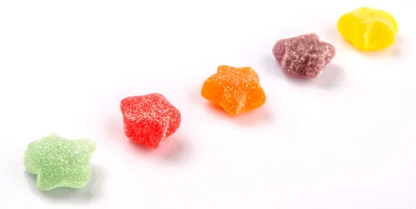 Bunte Mischung Zuckergelee Bonbons Isoliert Auf Weiß — Stockfoto