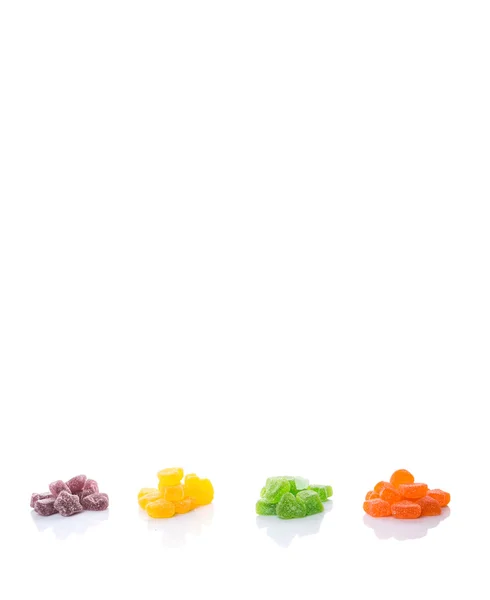Kleurrijke Mix Jelly Kandijsuiker Geïsoleerd Wit — Stockfoto