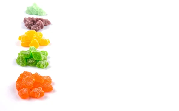 Barevný Mix Cukru Želé Bonbóny Izolované Bílém — Stock fotografie