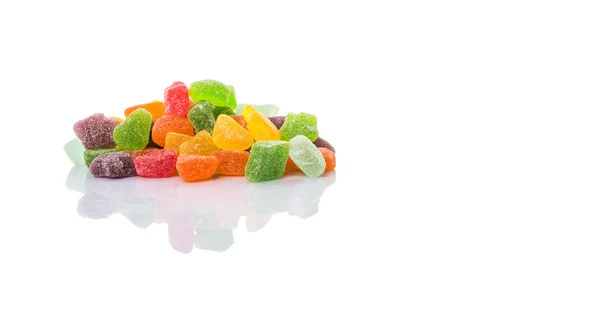 Bunte Mischung Zuckergelee Bonbons Isoliert Auf Weiß — Stockfoto