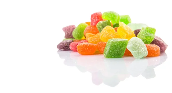 Bunte Mischung Zuckergelee Bonbons Isoliert Auf Weiß — Stockfoto