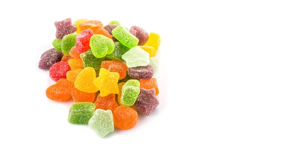 Bunte Mischung Zuckergelee Bonbons Isoliert Auf Weiß — Stockfoto