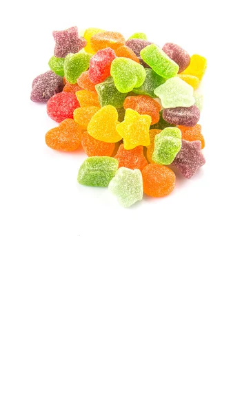 Bunte Mischung Zuckergelee Bonbons Isoliert Auf Weiß — Stockfoto