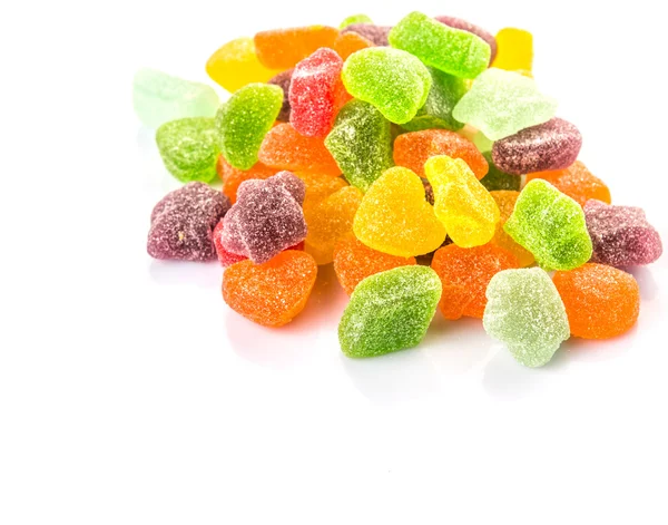 Kleurrijke Mix Jelly Kandijsuiker Geïsoleerd Wit — Stockfoto