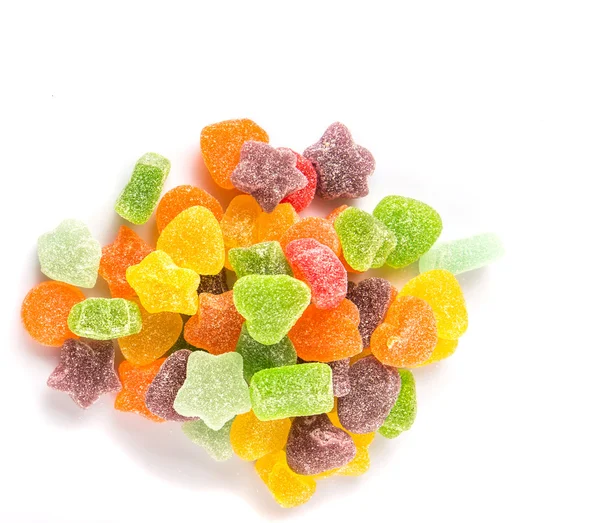 Kleurrijke Mix Jelly Kandijsuiker Geïsoleerd Wit — Stockfoto