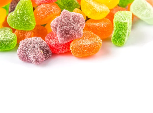 Kleurrijke Mix Jelly Kandijsuiker Geïsoleerd Wit — Stockfoto