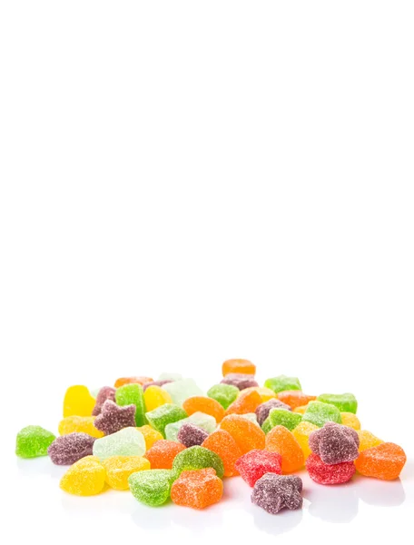 Bunte Mischung Zuckergelee Bonbons Isoliert Auf Weiß — Stockfoto