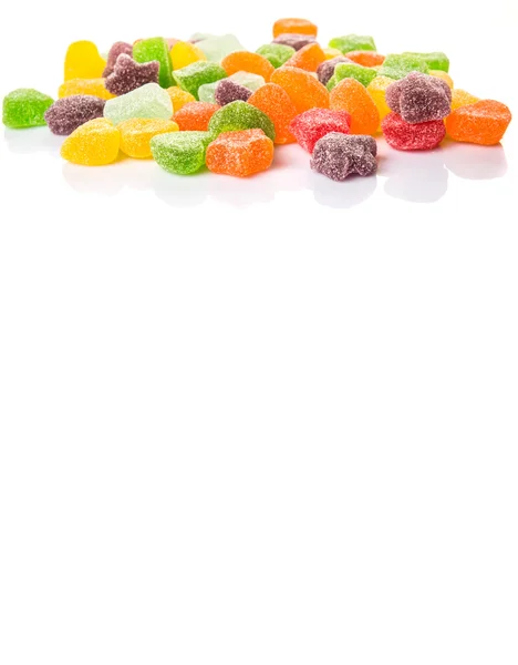 Bunte Mischung Zuckergelee Bonbons Isoliert Auf Weiß — Stockfoto