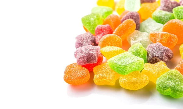 Kleurrijke Mix Jelly Kandijsuiker Geïsoleerd Wit — Stockfoto