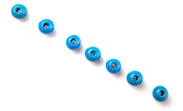 Perline di legno rotonde blu — Foto Stock