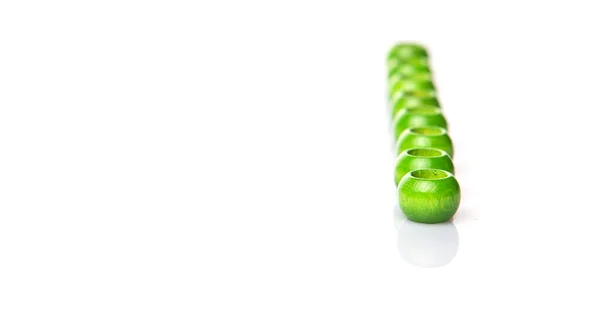 Green Colored Wooden Beads — Stock Photo, Image