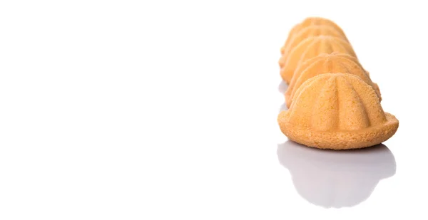 Kuih Bahulu Queque Esponja Ovo Doce Malaio Sobre Fundo Branco — Fotografia de Stock