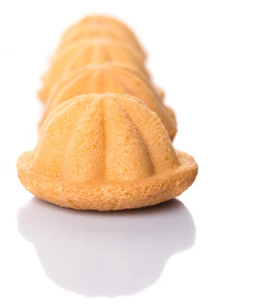 Kuih Bahulu Malajski Słodki Jajko Gąbką Muffin Białym Tle — Zdjęcie stockowe