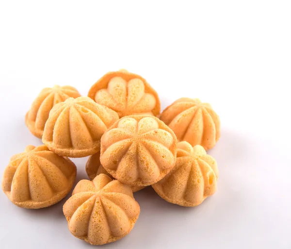 Kuih Bahulu Malay Sweet Egg Sponge Muffin White Background — Stock Photo, Image