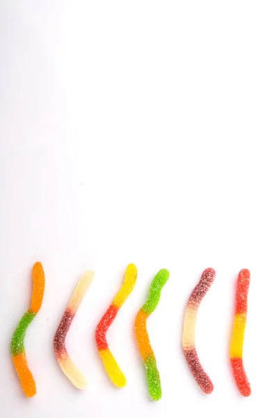 Kolorowy Cukru Galaretka Słodycze Taśmy Białym Tle — Zdjęcie stockowe