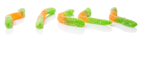 Grüne und orangefarbene Zuckergelee Bonbonstreifen — Stockfoto