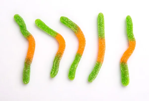 Green and Orange Sugar Jelly Candy Strip — Stok Foto
