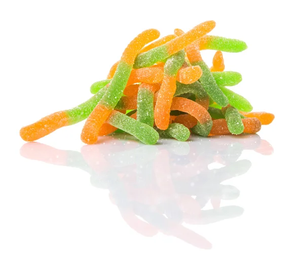 녹색과 오렌지 설탕 젤리 사탕 스트립 — 스톡 사진