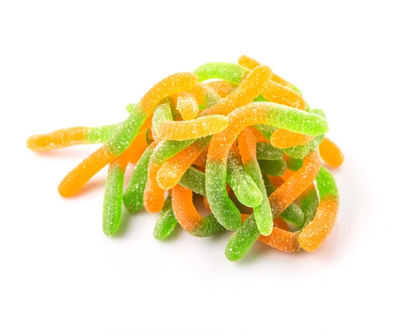Grüne und orangefarbene Zuckergelee Bonbonstreifen — Stockfoto