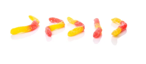 Jalea de azúcar roja y amarilla tira de caramelo —  Fotos de Stock