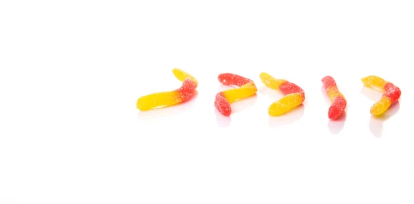 Tiras de doces de geleia de açúcar vermelho e amarelo — Fotografia de Stock