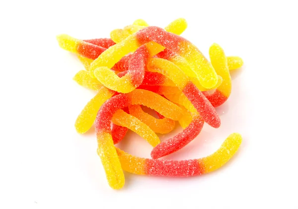 Piros és sárga cukor zselés cukorka szalag — Stock Fotó