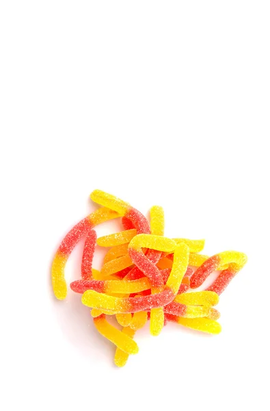 Red Yellow Sugar Jelly Candy Strip White Background — Stock Photo, Image