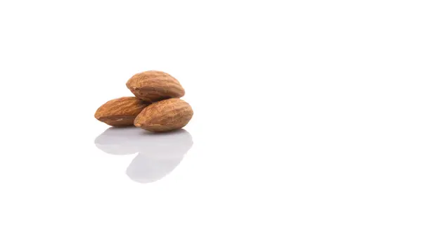 Raw Almond Nut White Background — Stock Photo, Image