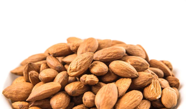 Raw Almond Nut White Background — Stock Photo, Image