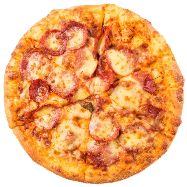 Pfefferoni Und Käsepizza Vor Weißem Hintergrund — Stockfoto