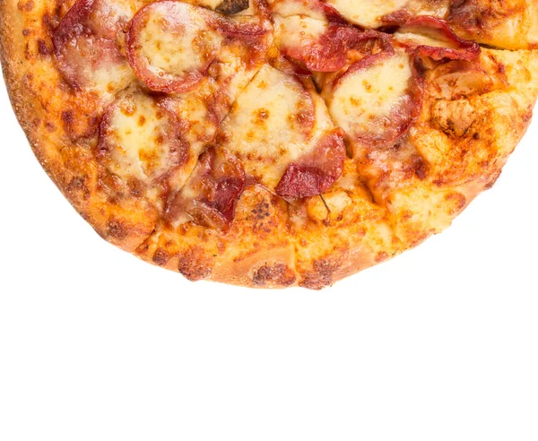 Pepperoni Brânză Pizza Fundal Alb — Fotografie, imagine de stoc