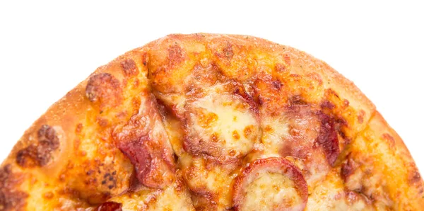 Pfefferoni Und Käsepizza Vor Weißem Hintergrund — Stockfoto
