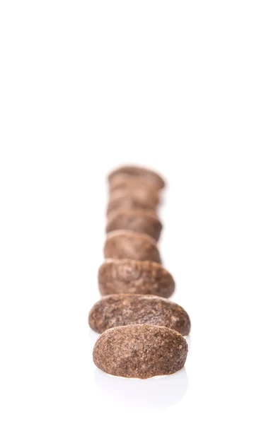 Krokante Chocolade Ontbijtgranen Witte Achtergrond — Stockfoto