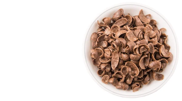 Crujiente Cereal Desayuno Chocolate Tazón Blanco Sobre Fondo Blanco — Foto de Stock