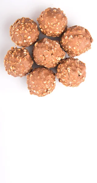 Chocolate Balls Nuts White Background — Stock Photo, Image