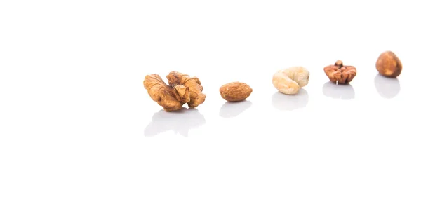 Mix Culinary Nuts White Background — Stock Photo, Image